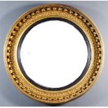 A Regency Gilt Framed Circular Convex Wall Mirror of Large Proportions, the deep moulded frame