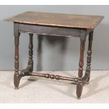 A 17th Century Oak Rectangular Occasional Table, with moulded edge to top, on turned supports with