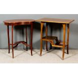 An Edwardian Mahogany Rectangular Three-Tier Occasional Table and an Edwardian Mahogany Kidney