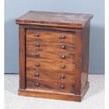 A Victorian Mahogany Miniature or Collector's Chest, with square top edge, fitted six drawers with