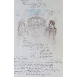 ***John Stanton Ward (1917-2007) - Two pen, ink and watercolour illustrated "Thank You" letters -