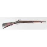 A 19th Century .60 Calibre Indian Two Band Musket, plain steel barrel impressed with Indian