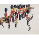 ***Paul Lucien Maze (1887-1979) - Watercolour sketch - Guards Band, signed, 15.75ins x 20ins, in