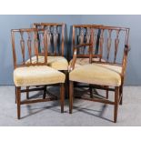 A Set of Four Mahogany Square Back Dining Chairs of "Hepplewhite" Design, (including one