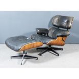 A Ray & Charles Eames for Herman Miller Rosewood Veneered and Metal Framed Lounge Chair, No. 670,