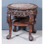 A Chinese Rosewood Circular Jardiniere Stand of Large Proportions, the slightly shaped top inset