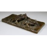 Marie Gautier (1870-?) - Bronze model of two frogs, signed and with Hebrard foundry stamp, 2ins