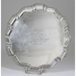 A George V Silver Circular Salver, by Barker Brothers Silver Ltd, Birmingham 1914, with shaped and