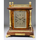 A Late Victorian Walnut and Gilt Brass Mounted Mantel Clock, by Clerke, 1 Royal Exchange, London,