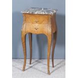 A 20th Century French Kingwood and Gilt Metal Mounted Bedside Cabinet with Grey Veined Marble Top,