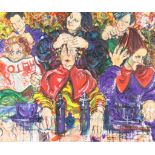 Wendie Pankhurst (20th/21st Century) - Mixed media - "The Hair Salon", signed, 18.25ins x 22ins,