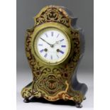A Late 19th Century French Ebonised and Red Tortoiseshell Boulle Cased Mantel Clock, by Laine of