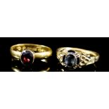 A Quartz and Enamel Memento Mori Ring, Victorian, and An Amethyst Set Ring, both in 22ct gold