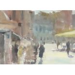 ***Ernest Jonathan Trowell (1938-2013) - Oil painting - "Campo Sant Angelo" - Street scene with