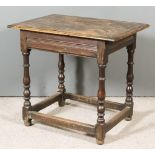 A 17th Century Oak Rectangular Table, with moulded edge to top, on baluster turned supports with