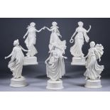 Six Limited Edition Wedgwood Bone China Figurines - "The Dancing Hours", 1993-1995, the white