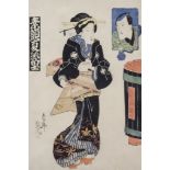 Sencho (active 1818-1843) - Japanese woodblock print in colours - "Sugao Natsu No Fuji" - Full