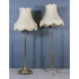Two Late Victorian Brass Standard Lamps, (converted to electric), with shades for same, and a