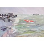 ***Charles Cundall (1890-1971) - Oil on paper sketch - "In the Bay, 1947" - View from aircraft