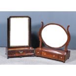 A Mid 18th Century Mahogany Framed Toilet Mirror and a George III Mahogany Oval Toilet Mirror, the