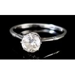 A Solitaire Diamond Ring, Modern, in 18ct white gold mount, set with a round brilliant cut