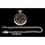A Pocket Watch in the Military Manner, 20th Century, the black dial with luminous Arabic numerals