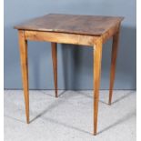 A 19th Century French Fruitwood Rectangular Occasional Table, with two-plank top on square tapered