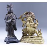 A Chinese Gilt Bronze Figure of Mahakala, the deity standing on the fallen figure of an elephant