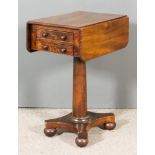 An Early Victorian Mahogany Drop Leaf Work Table, with moulded edge to top, fitted two real and