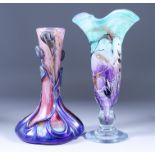 Michele Luzoro (born 1949) - Two Vases - Moulded and coloured glass vase of organic tapered form,