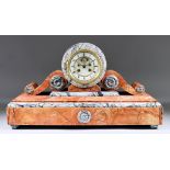 A Late 19th Century French Rouge and Grey Veined Marble Cased Mantel Clock, by L. Marti & Cie, No.