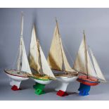 A Collection of Four Painted Wood "Star" Yachts, Mid 20th Century, including "Ocean Star" painted in