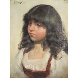 L. Wagner (Late 19th/Early 20th Century) - Oil painting - Shoulder length portrait of a dark