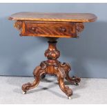 A Victorian Walnut Rectangular Occasional Table, the top with bowed ends and moulded edge, fitted