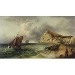 Charles Augustus Mornewick (circa 1793-1874) - Oil painting - Seascape with fishing boats in a
