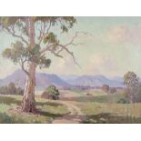 Erik Langker (1898-1972) - Oil painting - "Australian Landscape", Australian farmland scene with