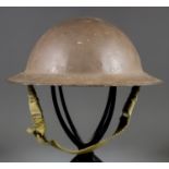 A World War II British Officer's Steel Helmet, the liner with silk label for Herbert Johnson, 38 New