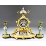 A 19th Century French Gilt Metal and Porcelain Mounted Mantel Clock, by Henri Marc of Paris, No.