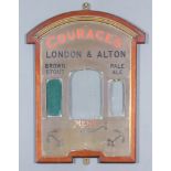 A Mounted Brass and Mahogany Framed Advertising Menu, Early 20th Century, "Courage's London &