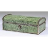 An Early 20th Century Silvery Metal Mounted and Green Shagreen Covered Rectangular Box, with
