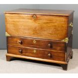 An 18th/19th Century Mahogany Mule Chest, with plain lid, heavy brass carrying handles to sides