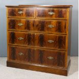 An Edwardian Mahogany Chest, with narrow moulded edge, the top and drawer fronts crossbanded in