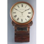 An Early Victorian Rosewood Cased Drop Dial Wall Clock, by Manning of Malvern, the 12ins diameter