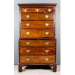 A George III Mahogany Tallboy, the upper part with moulded cornice with Greek key pattern