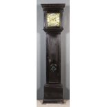 A Late 17th Century Ebonised Pine Longcase Clock, the 10ins square brass dial with silvered chapter
