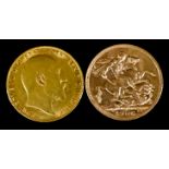 Two Edward VII 1906 Sovereigns, fair/fine