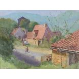 ***Gerald Norden (1912-2000) - Oil painting - French landscape with farm buildings and figures,