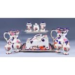 A Set of Three Mason's Ironstone "Mandalay" Pattern Graduated Octagonal Jugs, 6.25ins to 4.5ins