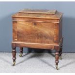 A Late Georgian Mahogany Rectangular Cellarette, (now converted to a work table), the angled top and