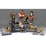 Eight Painted Metal Figural Table Lighters, Early 20th Century, including masked highway man, 9ins